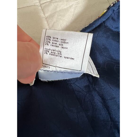 2004 Vintage Chanel Runway Yellow Multicolor Wool Jacket with Scarf and Brooch - Picture 4 of 16